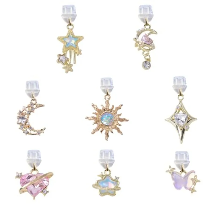 

8PCS Charms for Kindle, Star Moon Pattern Phone Charm, Compatible with Kindle and Phone Charging Ports