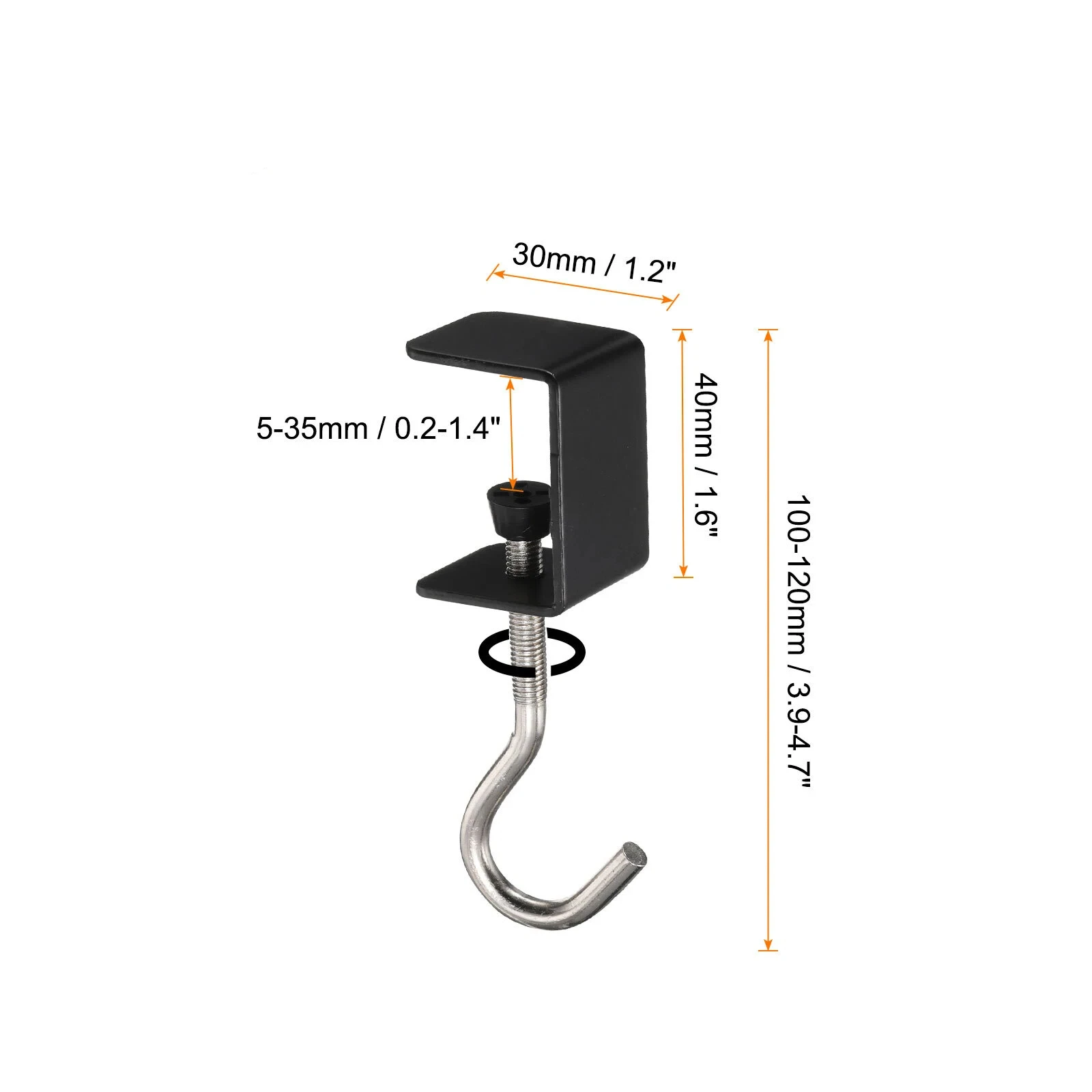 2/4pcs Punch-free Hanging Bag Hook Desk Hook Clamp Clamping Range Bag Hook for Backpack Table Hook Clamp White/Black 0.2