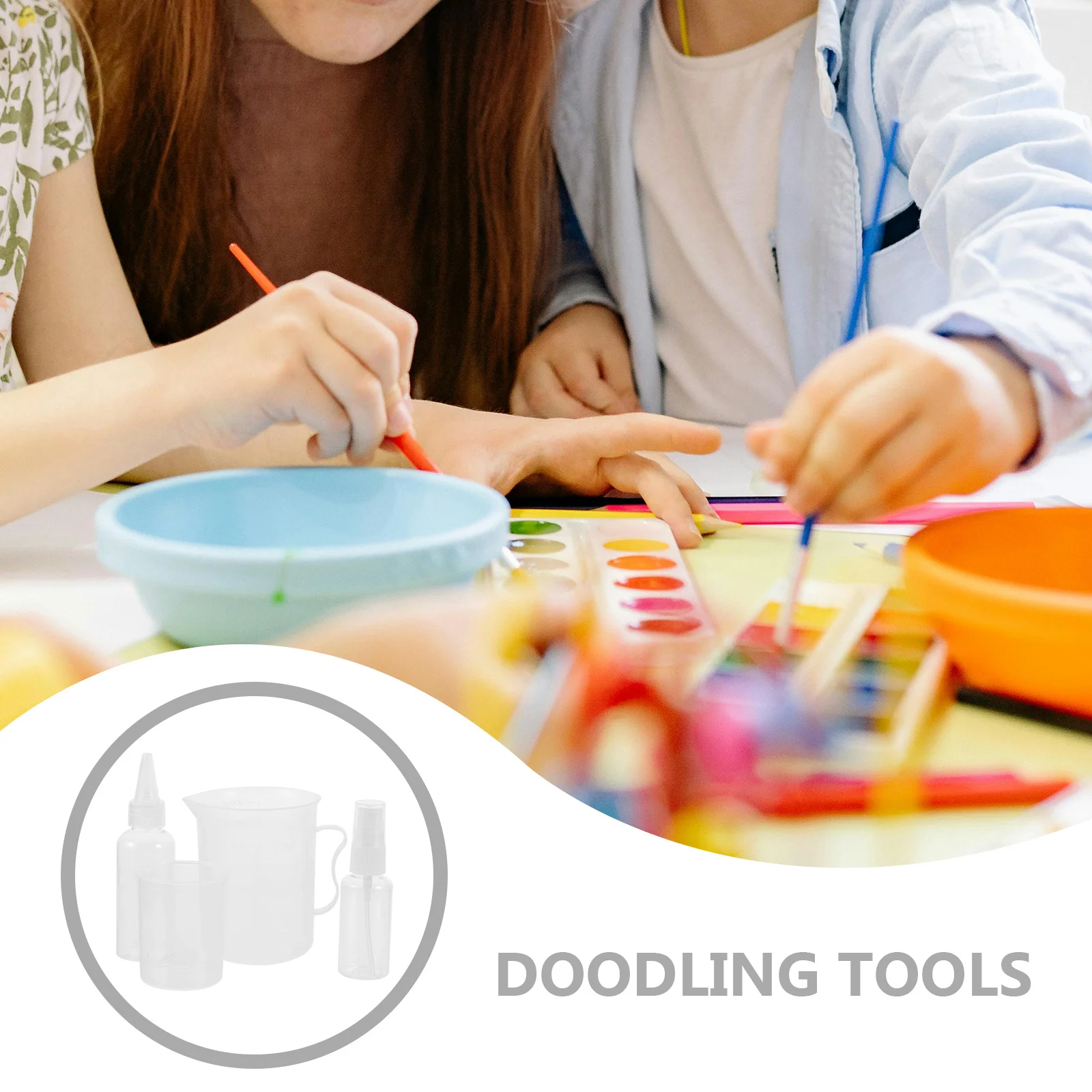 

1Set Plastic Science Lab Measuring Cup Set Safe Sturdy Smooth Pouring for Kids Painting Science Kits Plastic Beakers