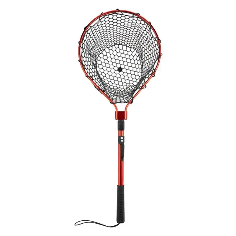 Fishing Net With Handle Telescoping Fishing Landing Net Portable Silicone Mesh Folding Fish Hand Net Fishing Gear Accessorie