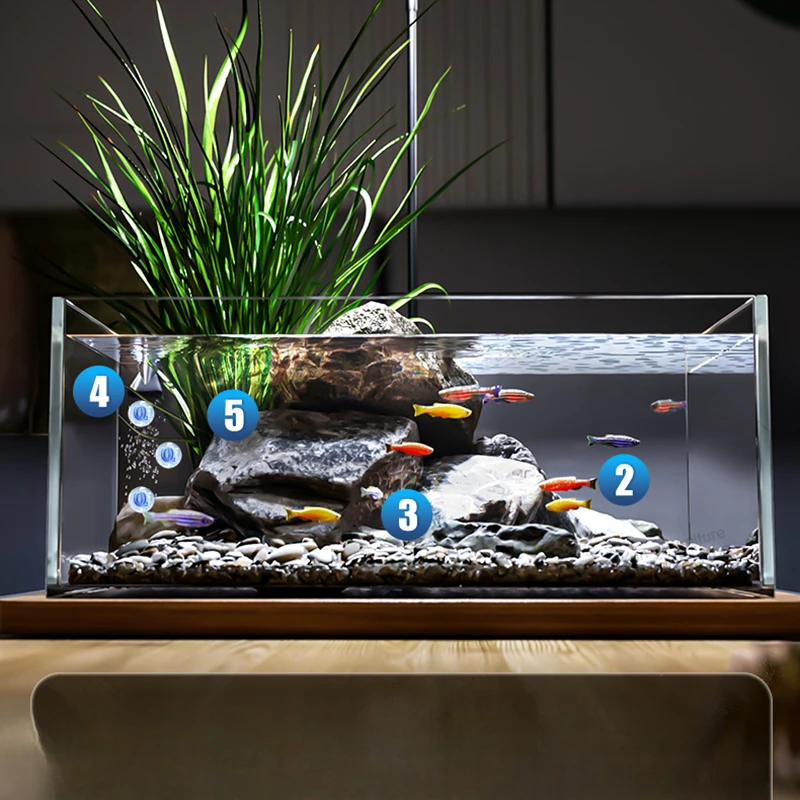 

Ecology Living Room Fish Tank Nordic Home Aquatic Pet Supplies Corporation Desktop Fish Tank Loop Light Aquarium Pour Aquarium