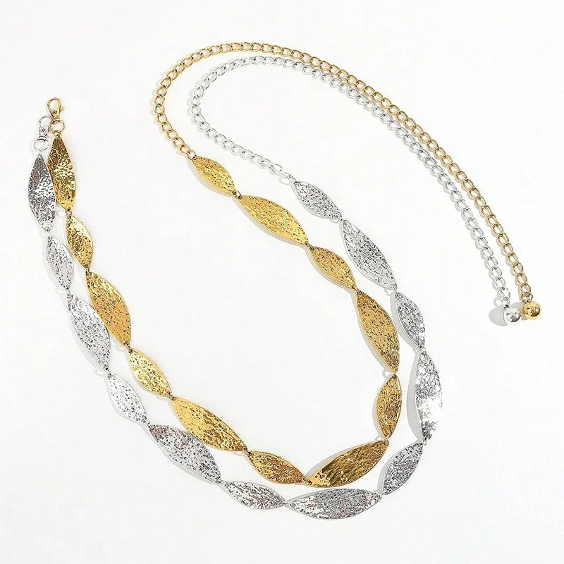 Mode Goldene Weibliche Taille Kette Gürtel Western cowgirl blatt punk Metall Gürtel Für Frauen Luxus Silber Bund für sommer strand