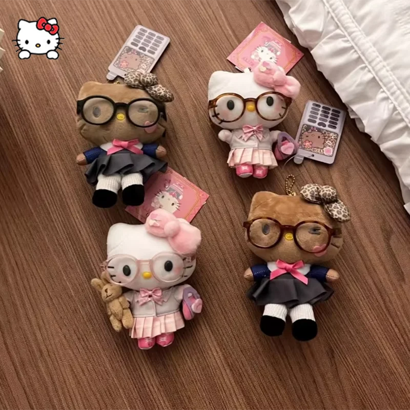 Kawaii Sanrio Hello Kitty Jk Uniform Schattig Meisje Bril Prachtige Tas Hanger Leuke Kt Kat Meisje Kinderen Cartoon Decor Meisjes Speelgoed