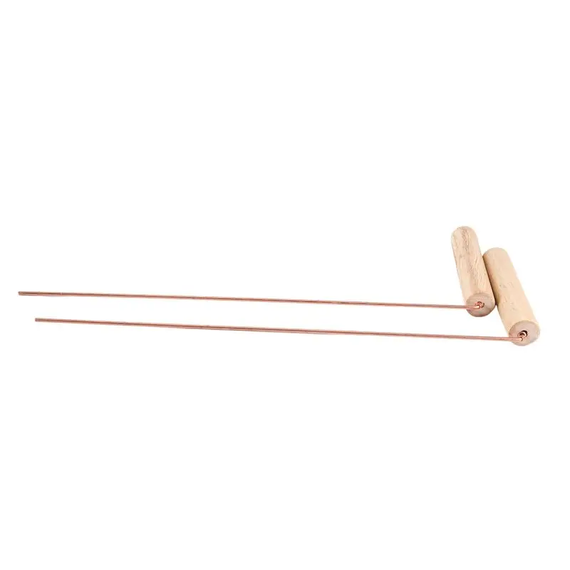 A21Q -2Pcs Pure Copper Probes Rod For Divination Tool With Wooden Handles Round Copper Poles Wood Handles For Water Treasure