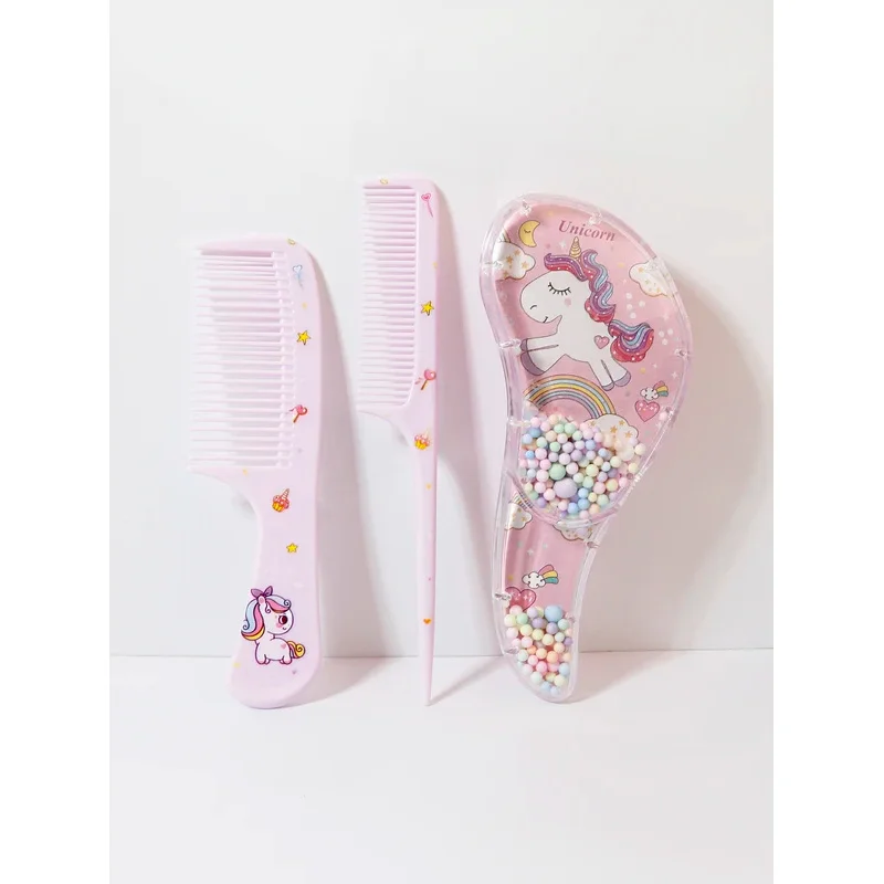 3pcs Cartoon Comb Set Wet Dry Dual Use Hair Styling for Any Hair Texture Gift Special Real Hair Wigs