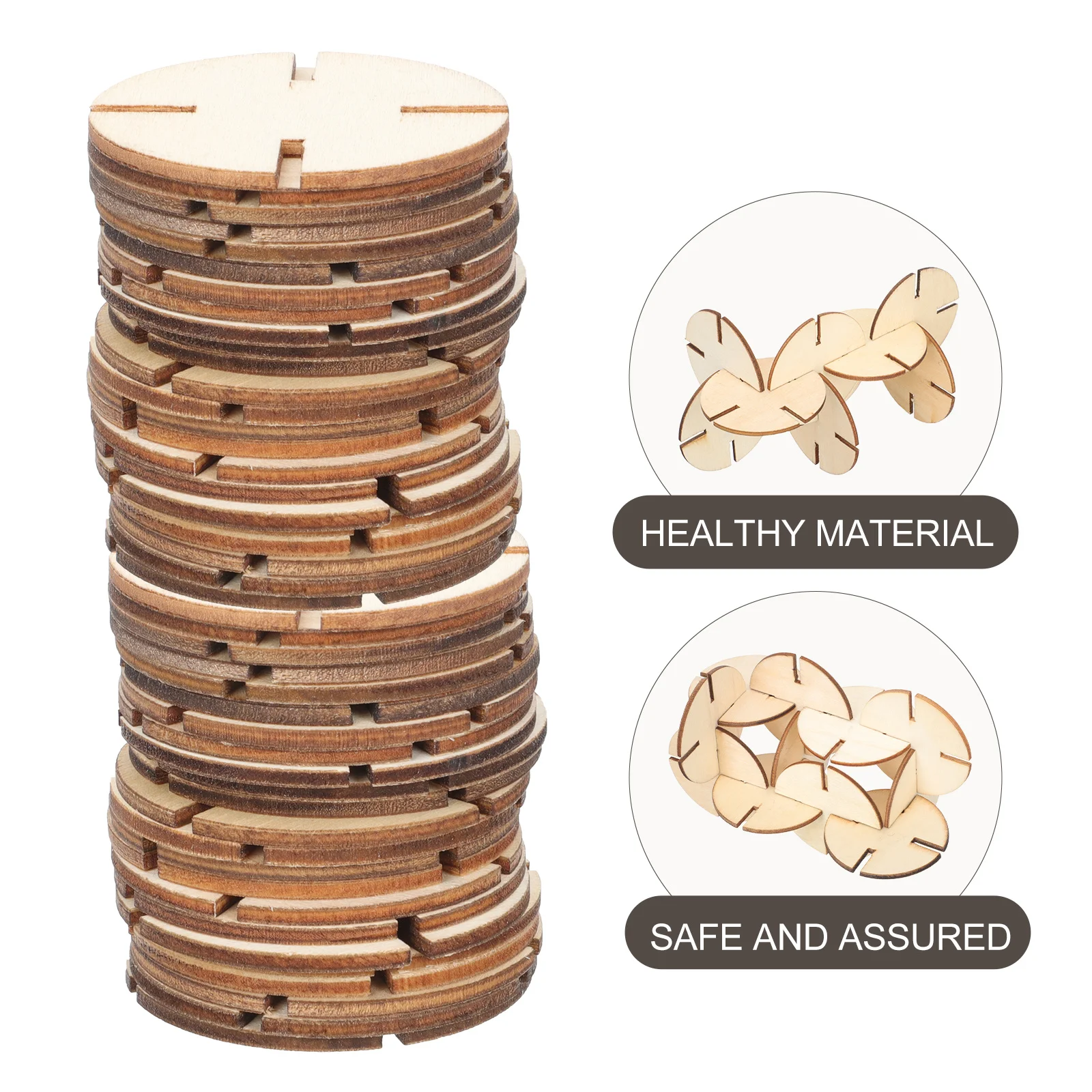 

DOITOOL 50pcs Unfinished Wooden Puzzle Pieces for Crafts Kids Boys Girls Educational Activity Game Board Set