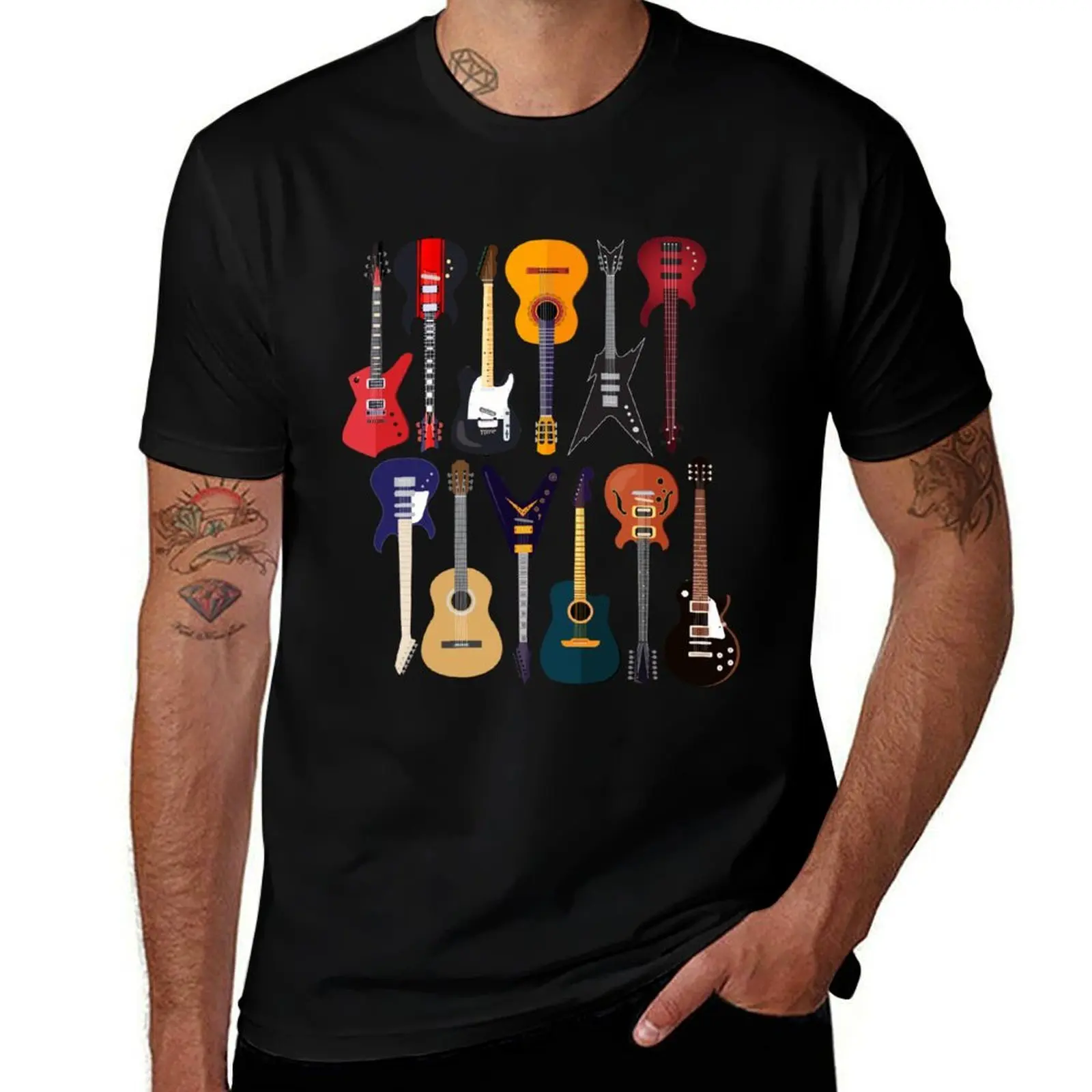 Musician Different Types Of Guitar T-Shirt Breathable Gym Short Sleeve T-Shirt