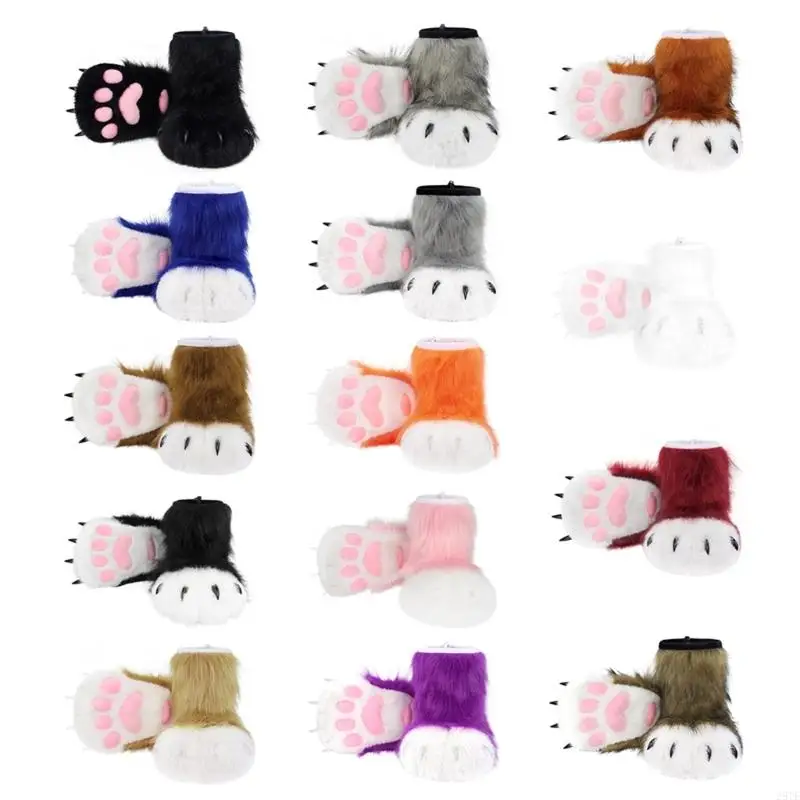 2025 New Animal Paws Slippers Halloween Cosplay Costume Accessories Cats Wolf Dog Foxes Fursuit Feet Paws Claw Shoes