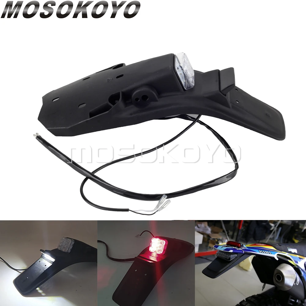 

Dirt Bike LED Rear Fender W/ License Plate Brake Tail Light Lamp For Yamaha Kawasaki Honda Suzuki Universal Off-Road Taillight