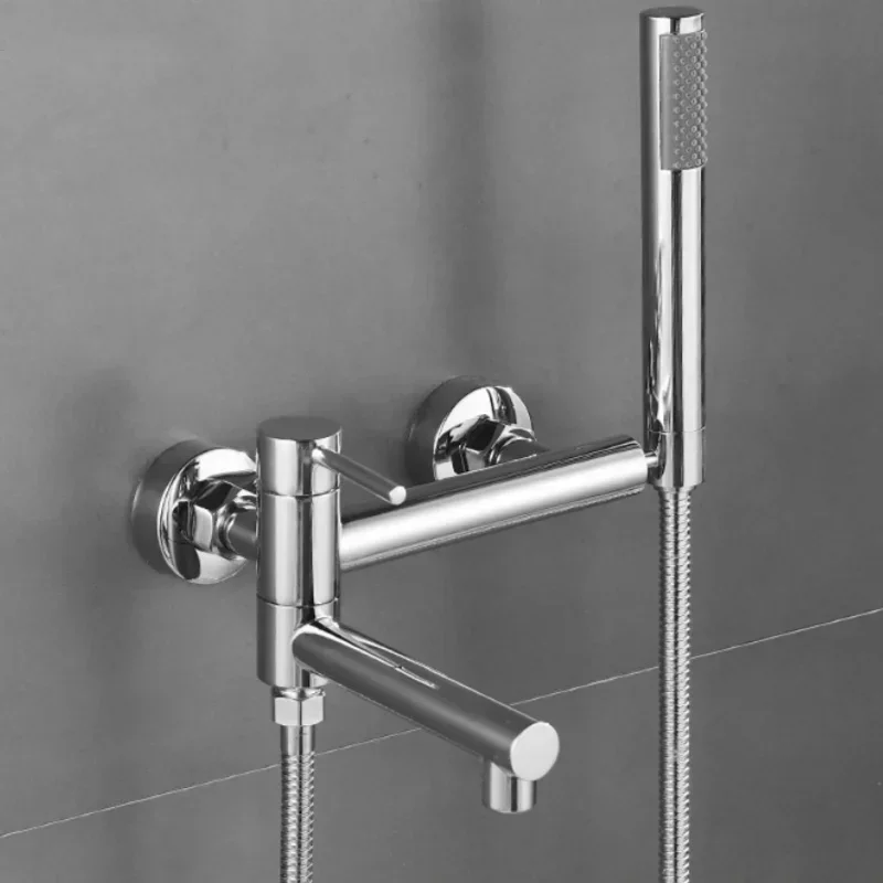 

Bathtub Shower Faucet Brass Single Handle Waterfall Spout Wall Mounted Mixer Taps with Hand Shower Sets Bathroom Bidet Taps
