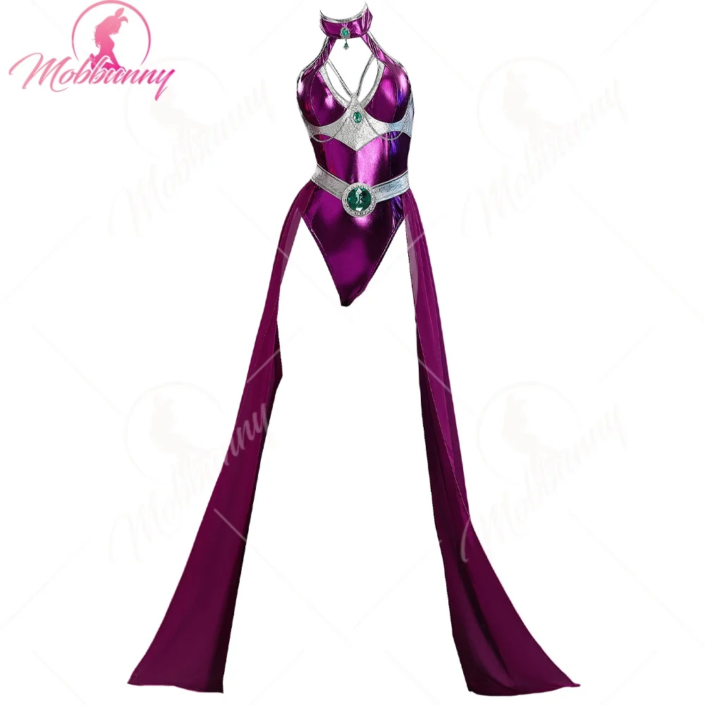 

MOBBUNNY Women Titans Derivative Sexy Dancer Dress Set Halterneck Jumpsuit with Gauze Skirt and Sleeves Halloween Costume