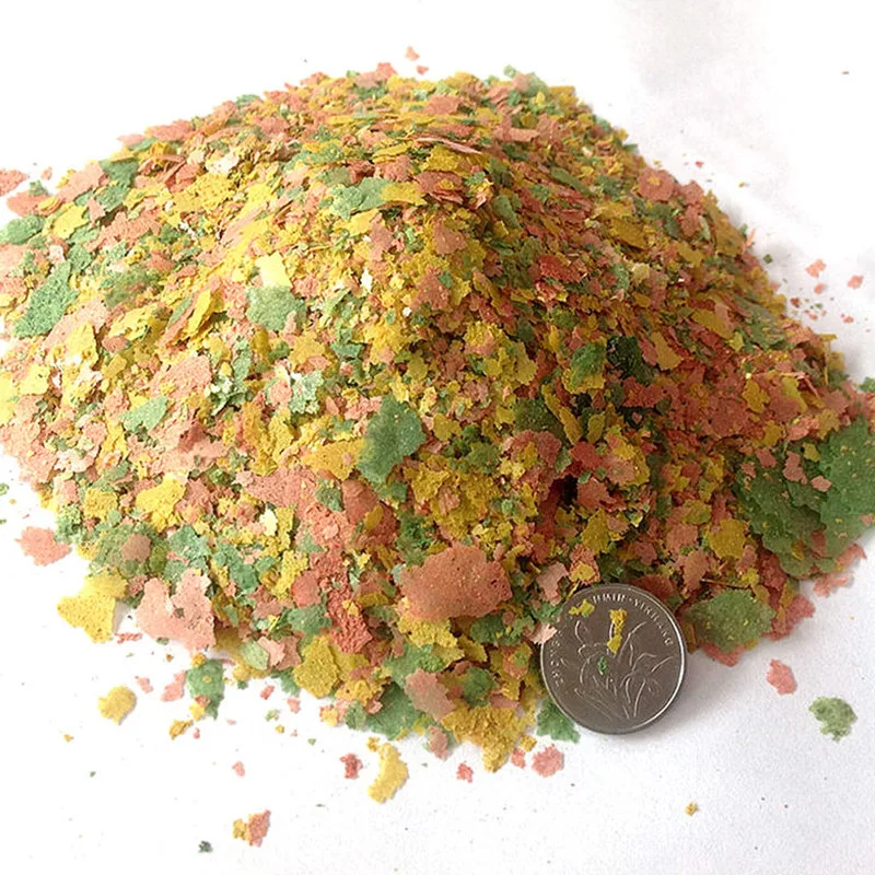 Alimento para peces Ornamental tropicales, accesorio para acuario, 100g, para peces pequeños, nutritivo, láminas de 3 colores