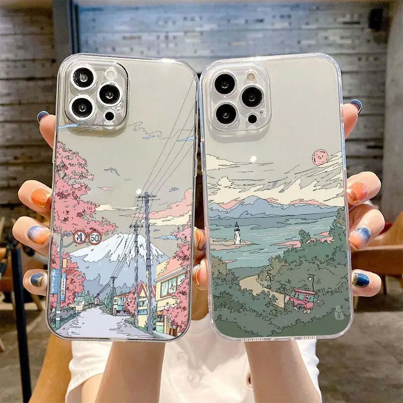 Anime Landscape Phone Case For Realme 12 Pro Plus C67 4G C53 C55 C11 C12 C15 C21Y 5 6 7 8 9 10 Cover Soft Cartoon Silicone Couqe