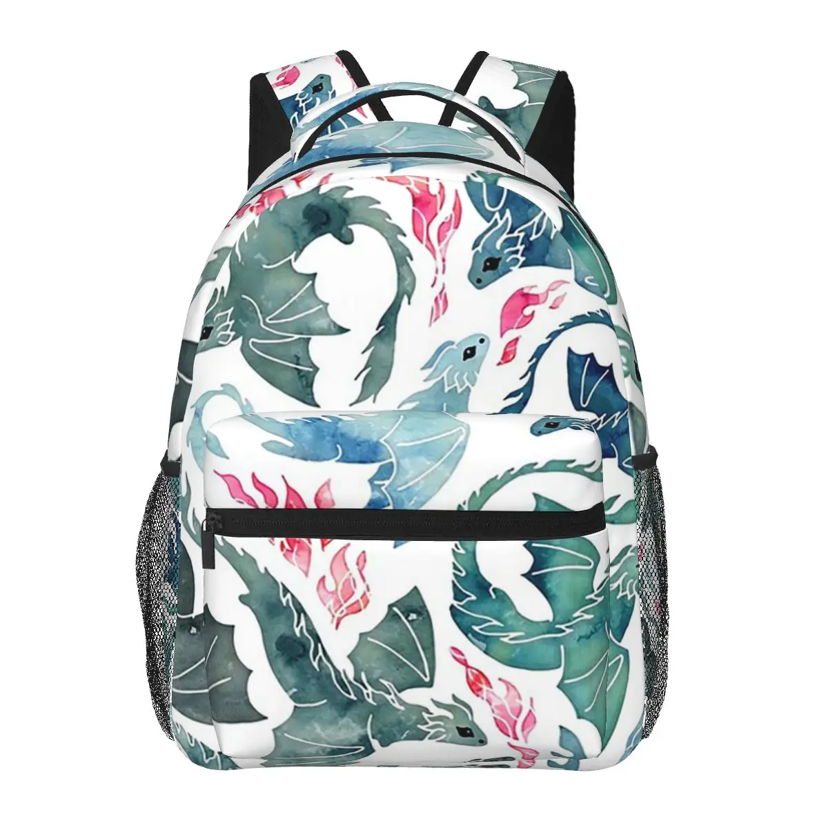 

Dragon Fire Blue, Green And Grey Backpack Daypack Large Capacity Children BookBag School Bag Shoulder Bags for Men Women
