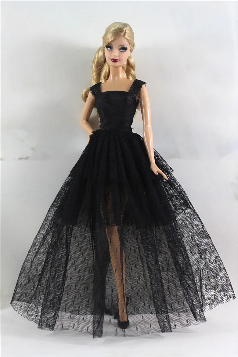 European Fashion Black Lace Dress Set for 30cm Barbie Blyth 1/6 MH CD FR SD Kurhn BJD Doll Clothes Accessories Girl Toy