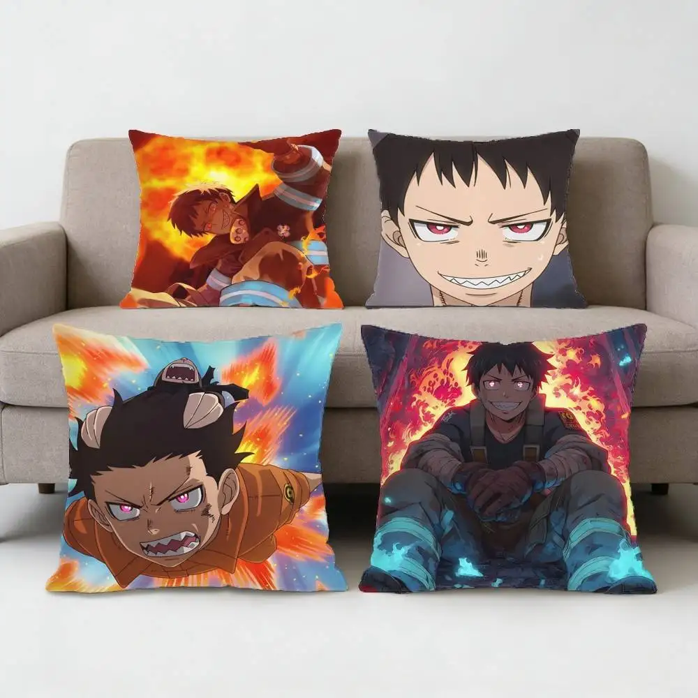 

Fire Force Shinra Kusakabe Pillow Case Anti-dustmite Pillowcase Invisible zipper silky Sofa cushion cover for bedroom