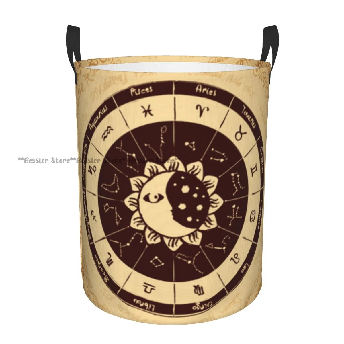 Dirty Laundry Basket Zodiac With Constellations Sun And Moon Folding Clothing Storage Bucket