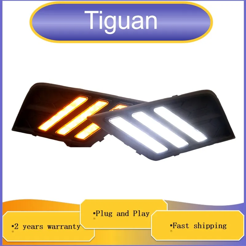 

Car Accessories for VW Tiguan DRL Lights 2017 2018 Tiguan Daytime Running Light Turn Yellow Signal Style Relay Waterproof 12V