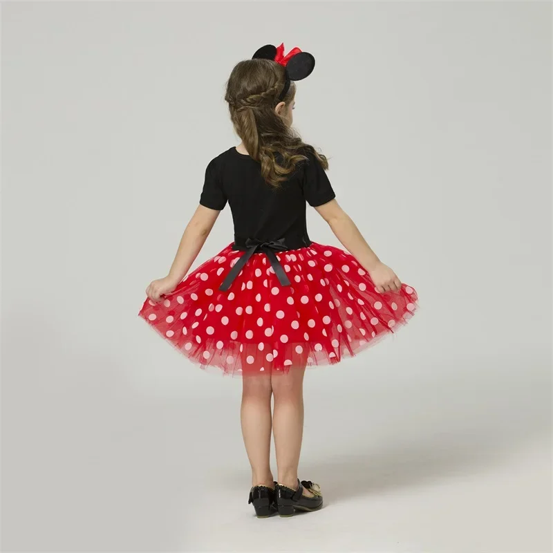 Girls Mickey Minnie Cartoon Mouse Princess Dress Kids Costume Dots Tutu Mickey Fancy Easter Birthday Party Dress Child Clothes