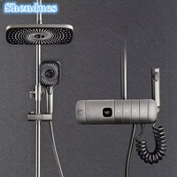 Wall Mounted Piano Digital Bathroom Shower Set 12 Inch Rainfall Shower Head Copper Bathroom Faucet Hot Cold Piano Shower System
