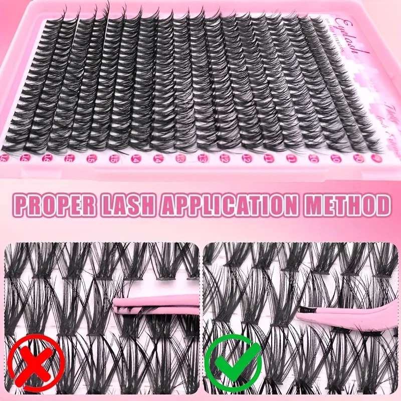 Kit de extensión de pestañas postizas DIY 30D40D80D grupos de pestañas individuales con unión y sello, pinzas y cepillo para principiantes DIY