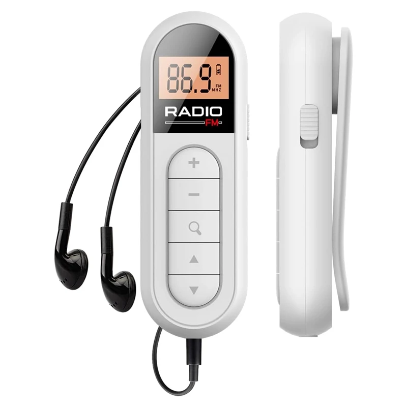 Mini Pocket FM Radio 300Mah Rechargeable Portable 76-108MHZ Radio With Backlight LCD Display Wired 3.5Mm Headphones, Easy To Use