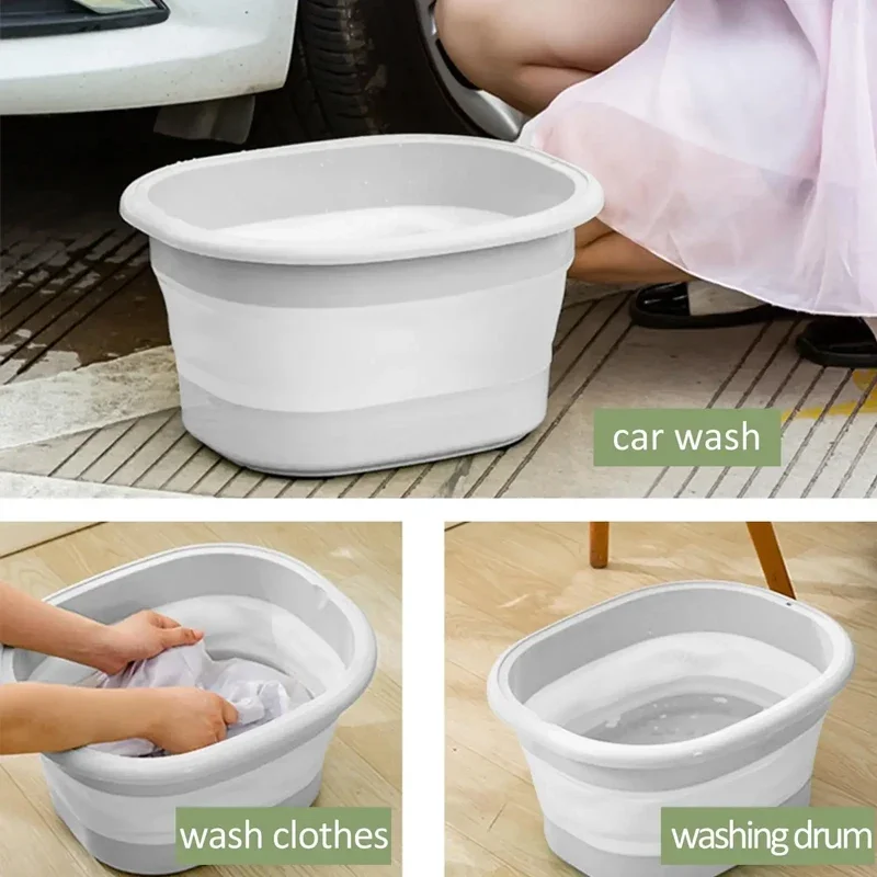 Folding Bucket Portable Retractable Plastic Household Thickened Foot Bath Bucket Massage Foot Wash Soak Foot Tub Folding Storage