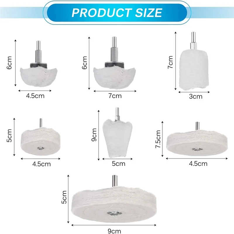 7er Pack Polier radsatz für Bohrer, Polierrad-Kit für Verteiler für Metall Aluminium Edelstahl Chrom Schmuck