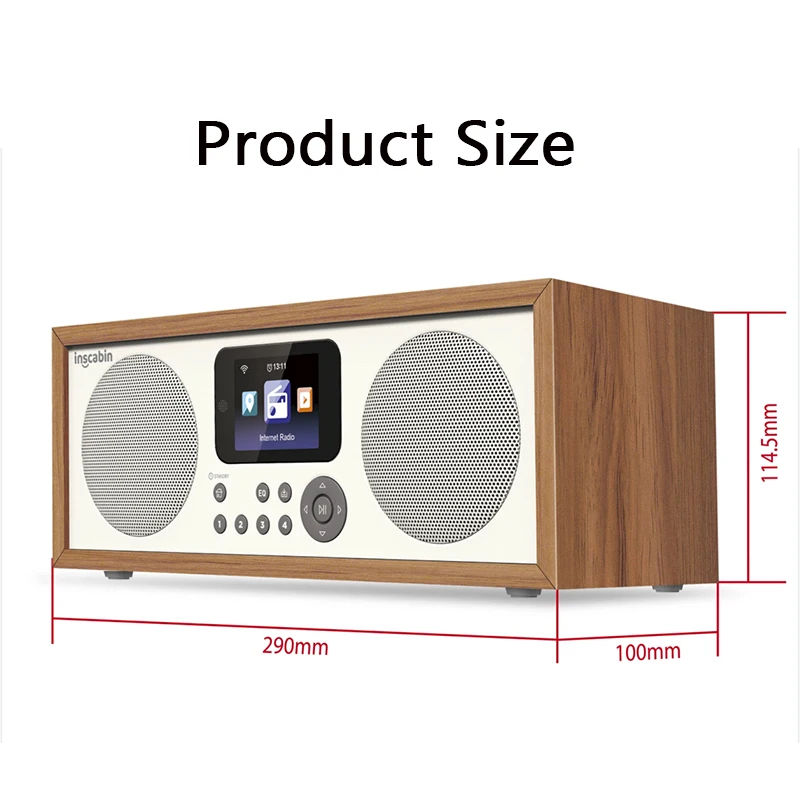 Inscabin Audience Bluetooth Sound Box LED Retro Bedroom Radio Network With Spotify Connect Portable Wireless Stereo Speakers