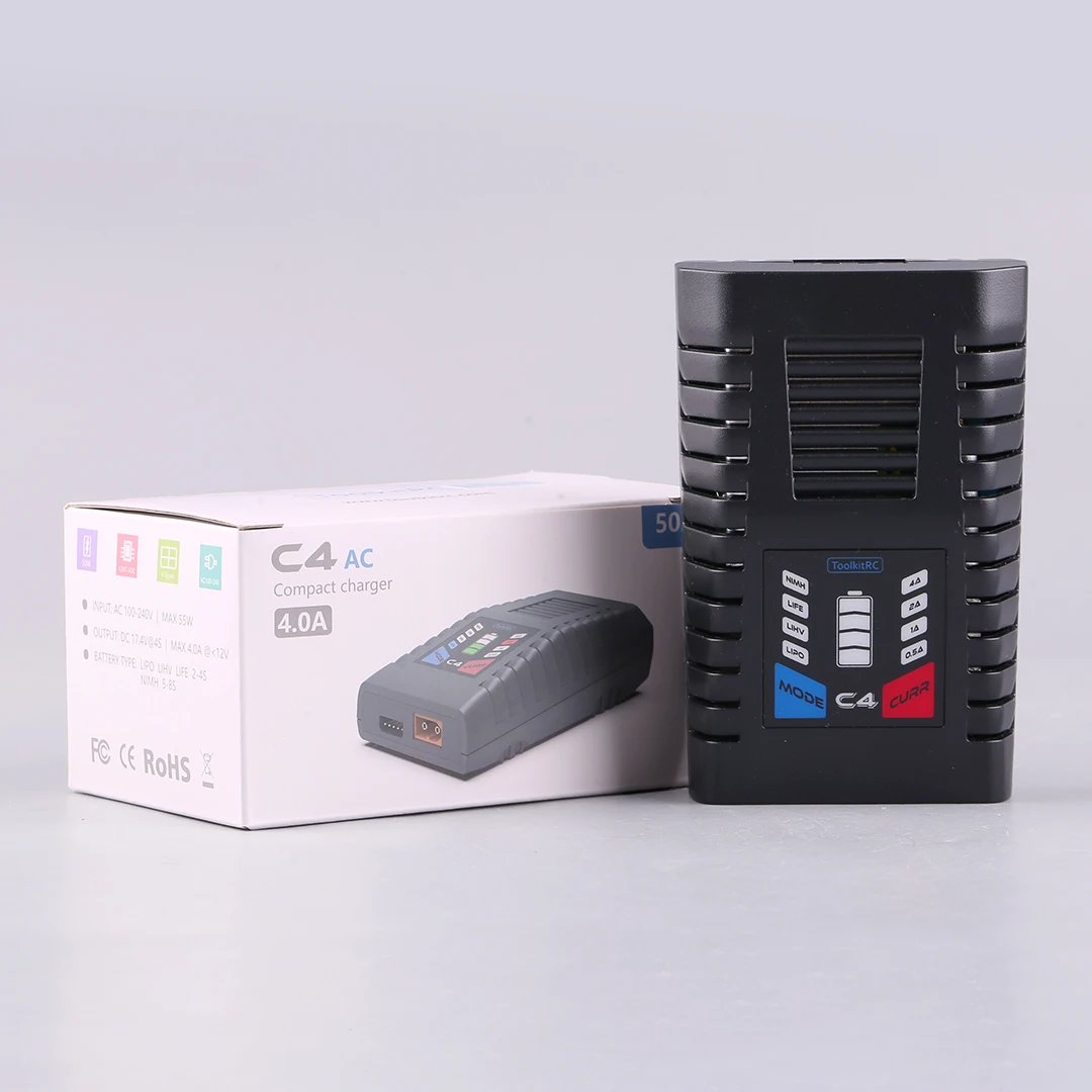 

Зарядное устройство ToolkitRC C4, 50 Вт, 5 А переменного тока, штепсельная вилка XT60 для LIPO LIHV LIFE 2 ~ 4S NIMH NICD 5 ~ 8S, аккумуляторы для FPV модели гоночного фристайла