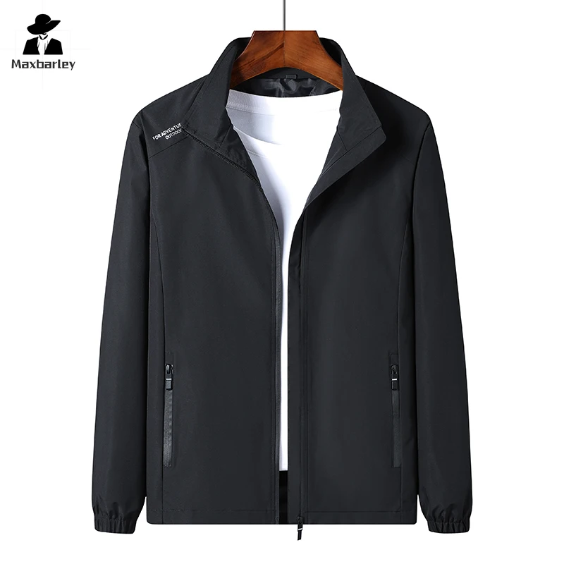 2024 Spring and Autumn New Jacket Men's Business Casual Solid Color Collar Windproof Jacket Fashionable Daily Breathable Coat