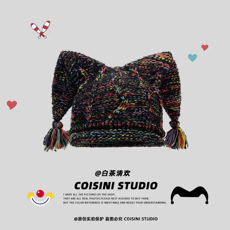Fotografia 5: Nicho designer personalizado palhaço gorros boné para mulheres outono e inverno casual quente moda versátil engraçado chapéus masculinos