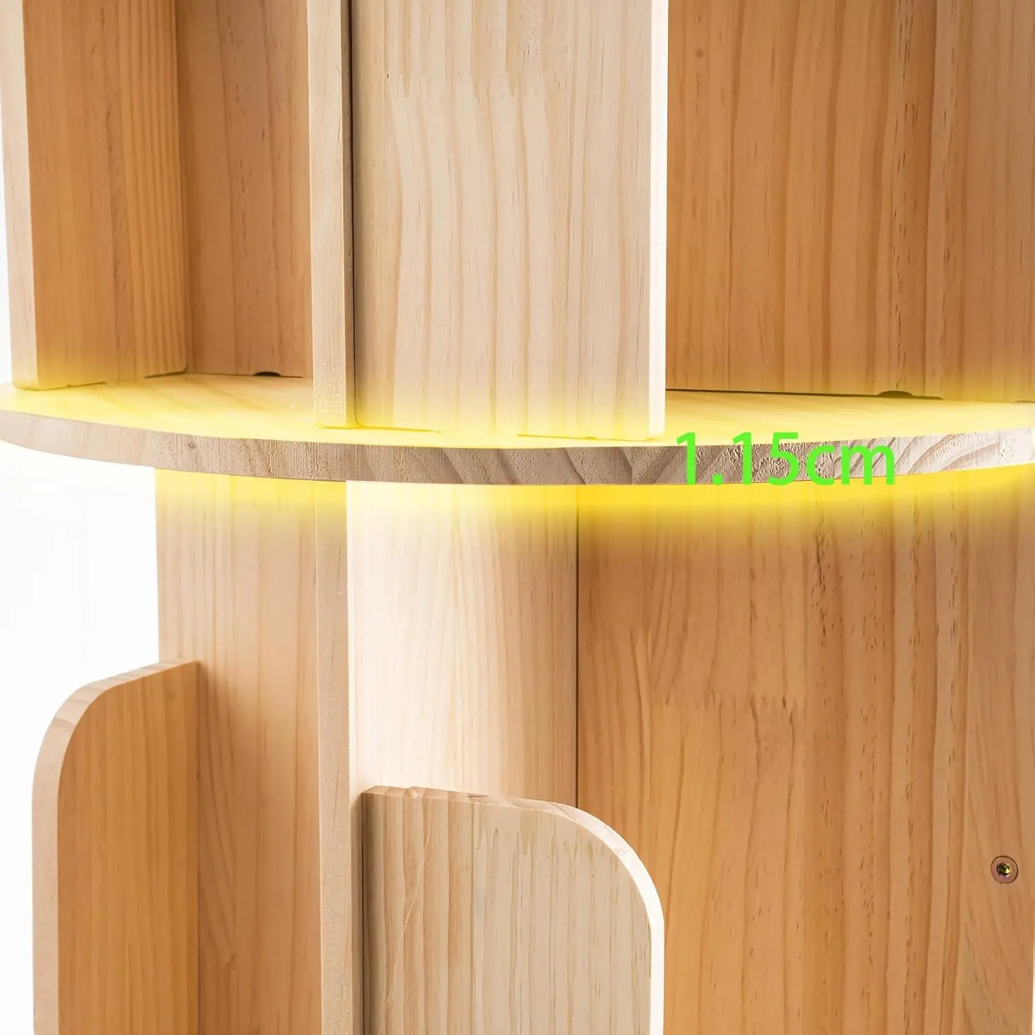 5 Tier Rotating Bookcase With Legs,360°Display Wood Round Bookshelf,Swivel Bookcase