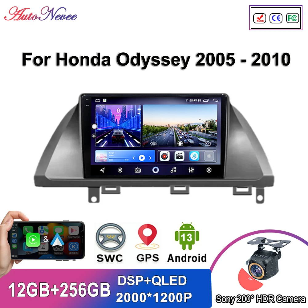 Android 14 Multimedia For Honda Odyssey 2005 - 2010 Car Player GPS Navigation Auto Radio Stereo Screen No 2 Din DVD 5G WIFI BT