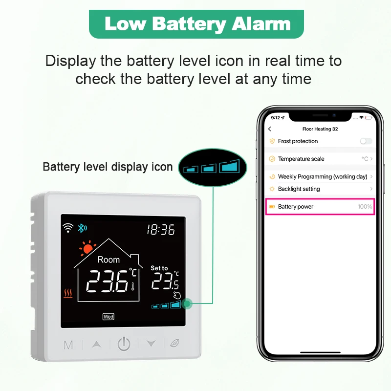 Termostato Wifi Tuya, termostato inalámbrico de caldera Wifi con batería, termostato inteligente, controlador de temperatura, Alexa y Google Home