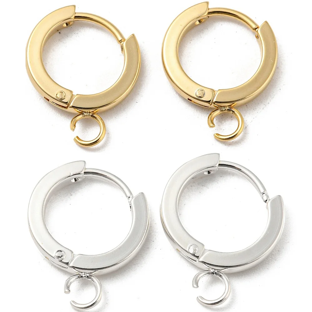 16Pcs Round Leverback Earring Hooks 24K Gold Sterling Silver Plated Huggie Hoop Earring Findings with Pin French Earwire Clasps