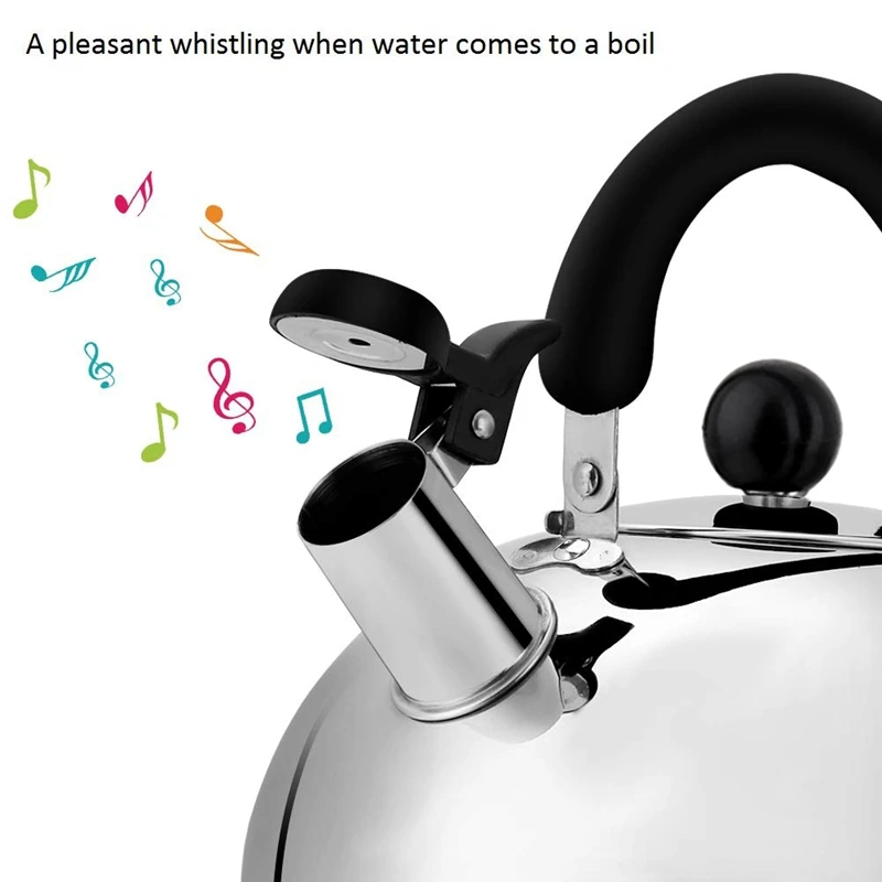 Tea Kettle Stovetop Whistling Tea Pot, Stainless Steel Tea Kettles Tea Pots For Stove Top, 4.3Qt(4-Liter) Large Capacity With Ca