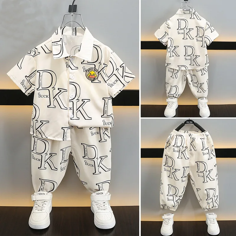 Summer Baby Boy Clothes Set Fashion Shirts and Pants 2PCS Suit Children Outdoor Outfit Kids Holiday Clothing 2-10Years