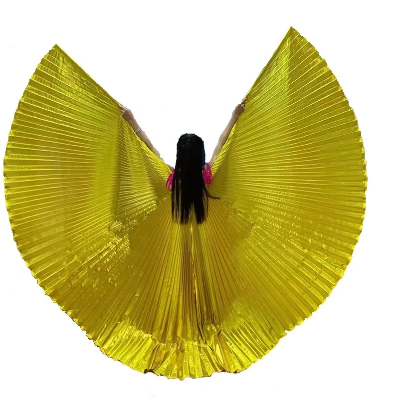 Adult Semi-transparent Oriental Dance Props Costume New Perform Belly Dance Isis Wings 360 Degree Gold Wings Large Version