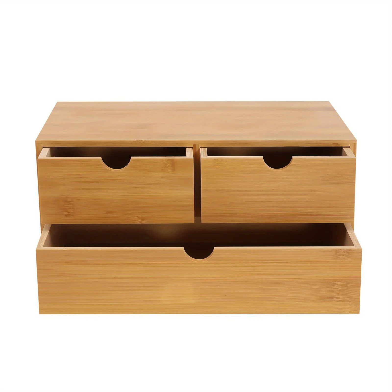 Organisateur de bureau compact pré-assemblé à 3 tiroirs, 12,99x7,48 pouces, avec grand espace de rangement dissimulé, résistant à la poussière, multi-compartiments, pour organiser le bureau, la papeterie, les cosmétiques, boîte de rangement polyvalente, gain de place pour la maison, le bureau, la chambre, la commode, le rangement des petits objets