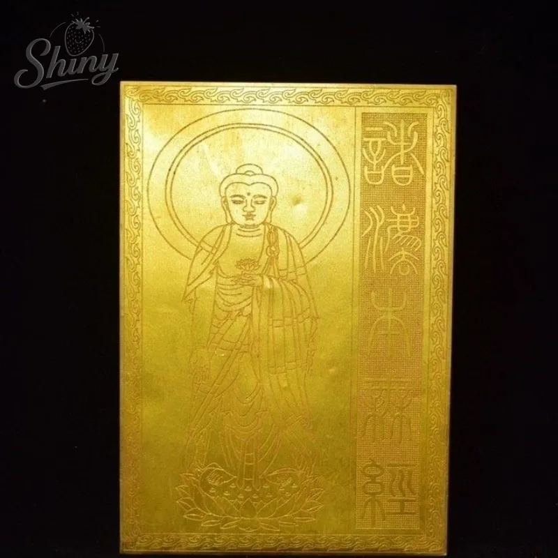 

Antique Old Chinese Tibet Temple Pure Copper Scripture Engraving Buddha Scripture Statues Meditation Blessings Buddhist Décor