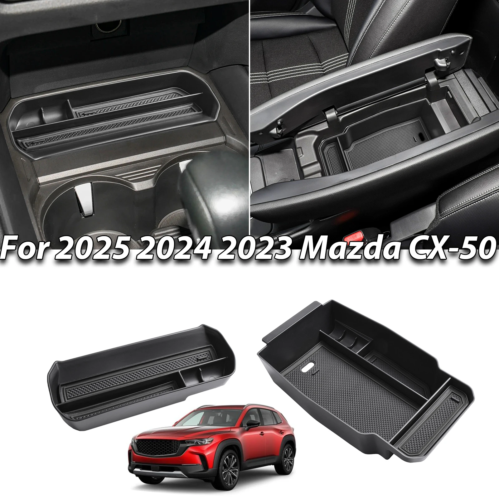 

2PCS Center Console Tray for Mazda CX50 2025 2024 2023 Car Armrest Storage Box Interior Storage Car Organizer ABS Accessories