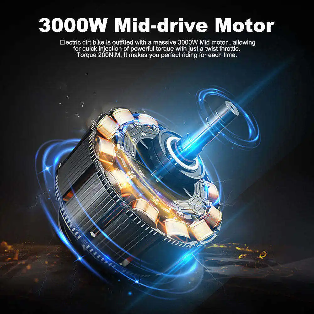 มอเตอร์ไซค์ไฟฟ้า 3000 วัตต์ 70 กม./ชม.+  จักรยานไฟฟ้าวิบาก 14 นิ้ว พร้อมเบรกไฮดรอลิก สำหรับขับขี่ออฟโรด แบตเตอรี่ 48V21AH สำหรับอายุ 13 ปีขึ้นไป