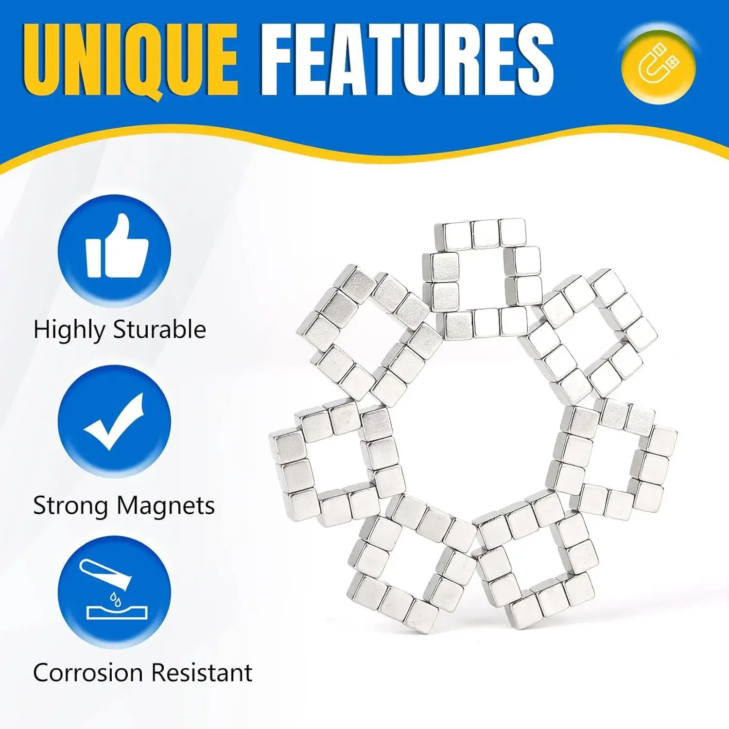 20Pcs 7.9x7.9x7.9mm Neodymium Magnets Square Rare Earth Magnet for Industry Office Science Project Teaching Shower Door.