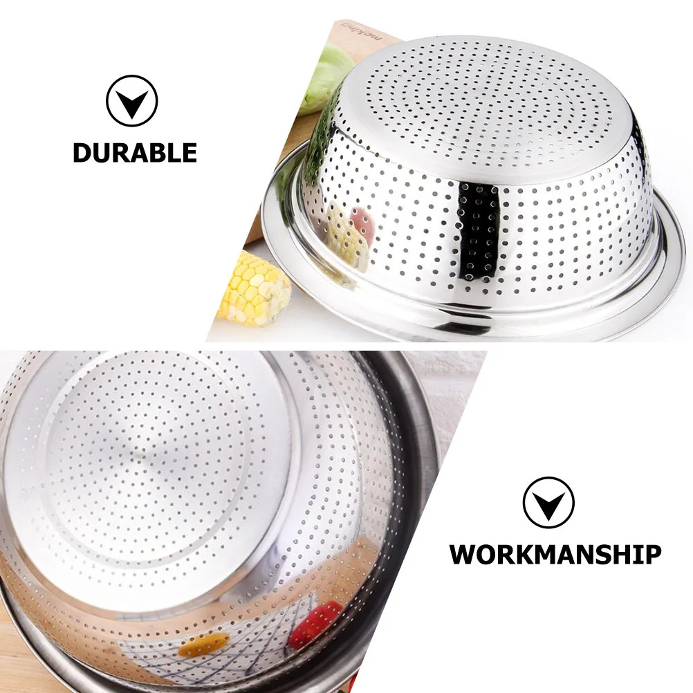 1pc Stainless Steel Fruit Draining Basin Vegetable Washing Basket Kitchen Sink Drain Basin Rice Strainer Tub Compact