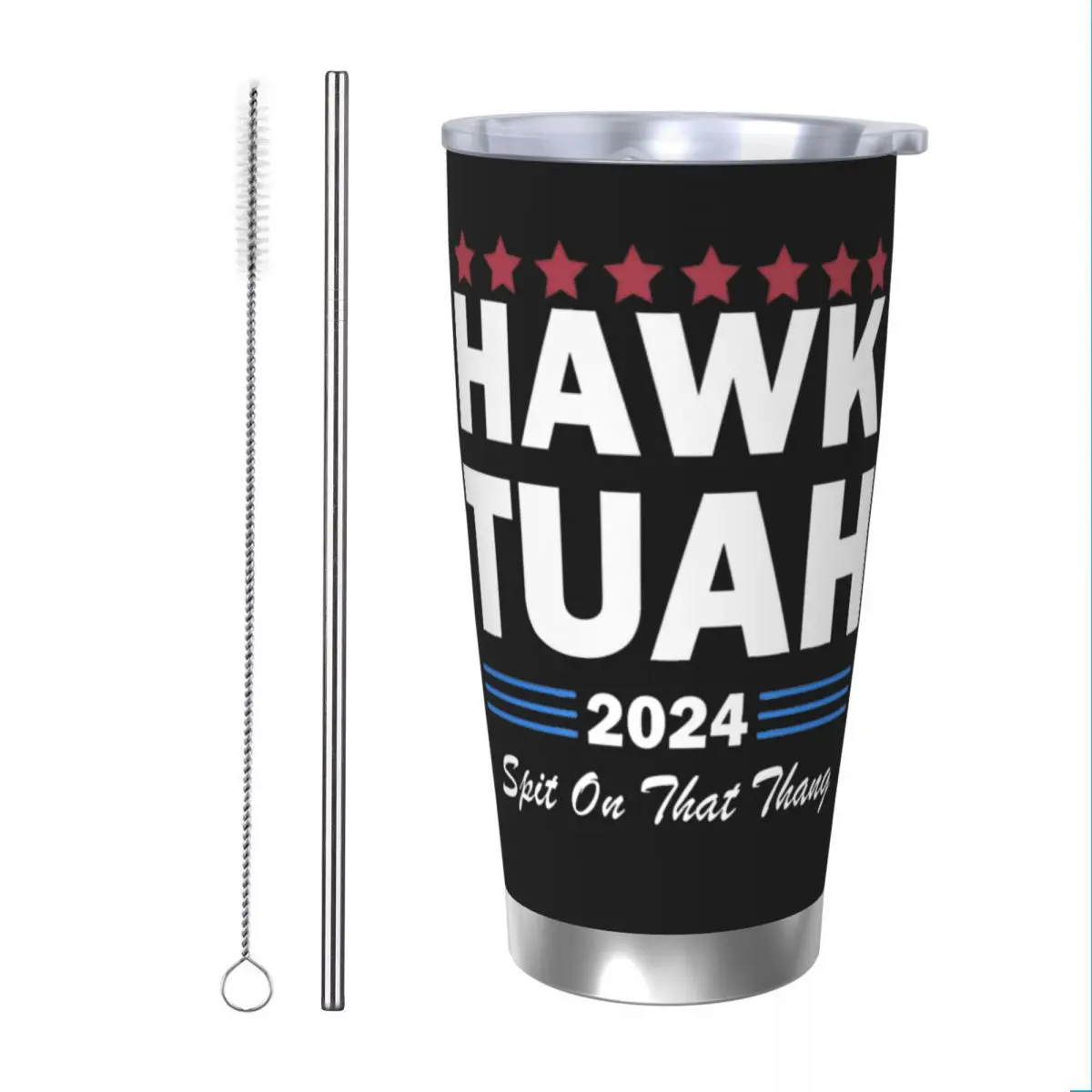 Hawk Tuah Spit On That Thang 2024 Insulated Tumbler with Straws Vacuum Coffee Mugs Outdoor Portable Hot Cold Drinks Cup, 20oz