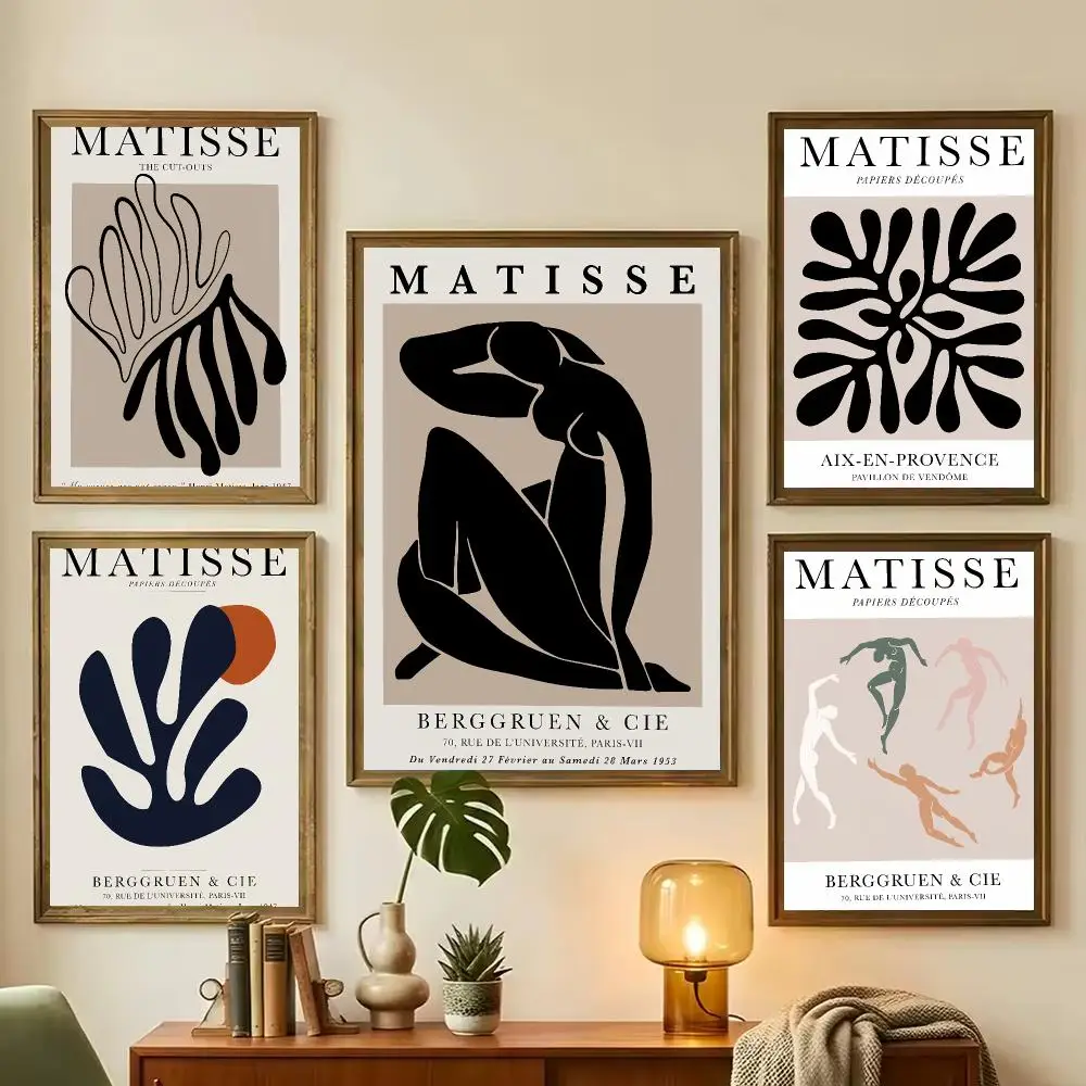 Abstract Matisse Body Line Poster Black Beige Leaf Boho Wall Art Home Decor Print Poster HD