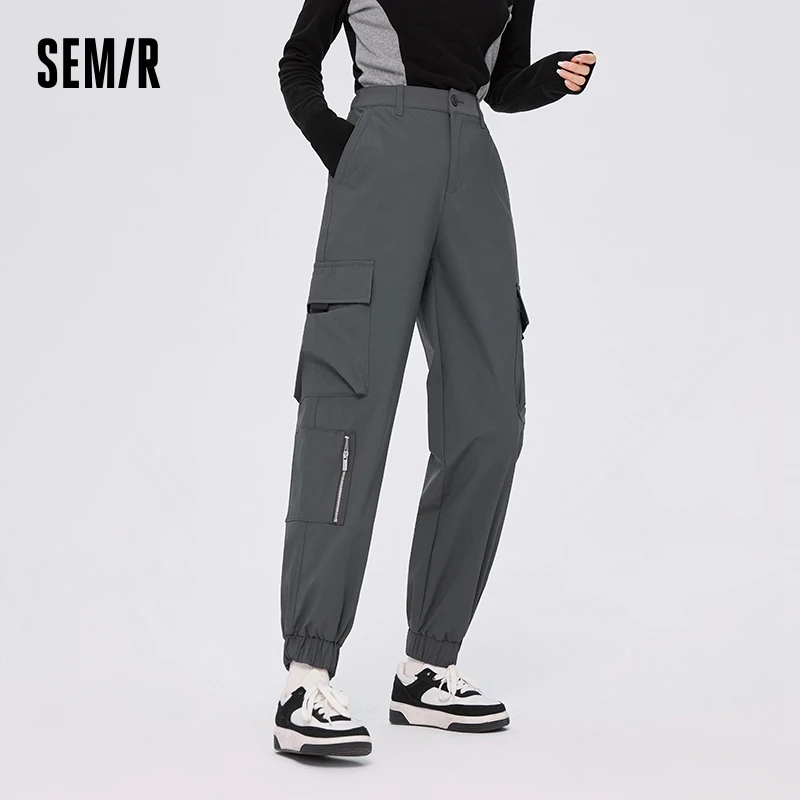 Semir Casual Pants Women Solid Color Overalls Handsome 2023 Winter New Girls\' Foot-Bound Jogging and Dancing Pants