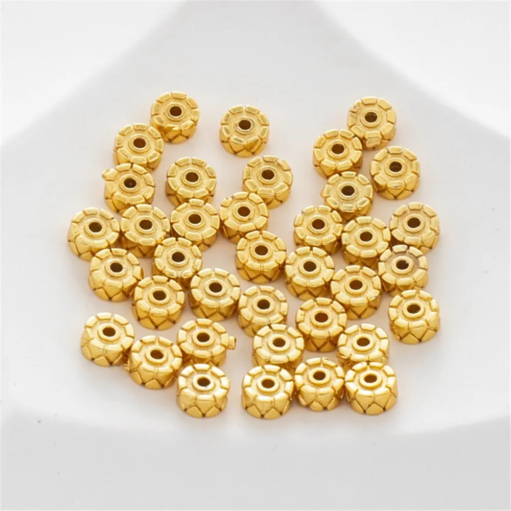 18K Matte Gold Color Preserving Gear Spacer Teeth, Small Hole Spacer, Wheel Bracelet, Necklace, DIY Jewelry Accessories, 4mm