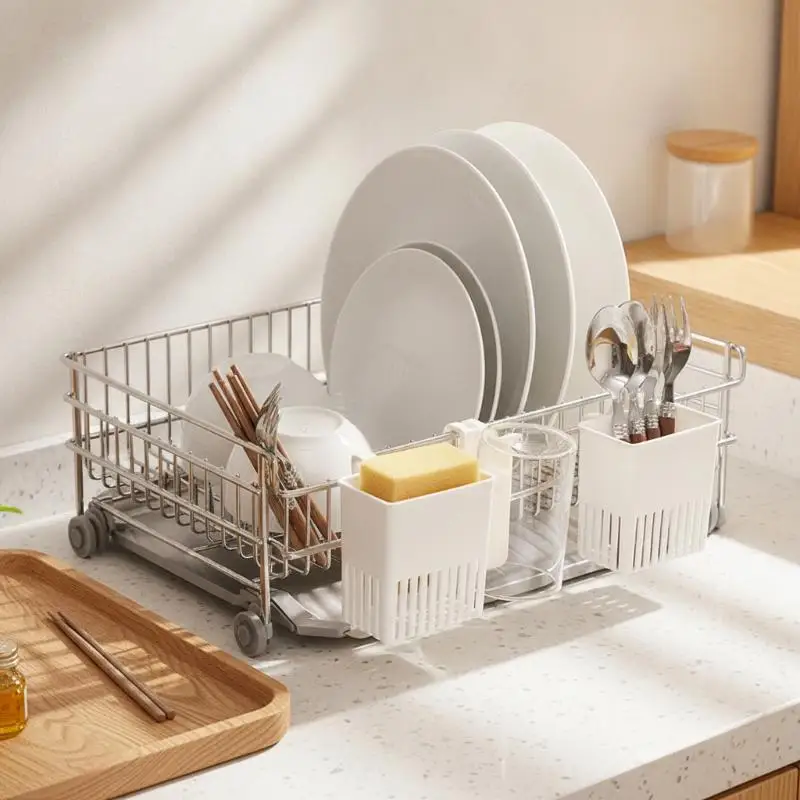Utensil Draining Basket Lightweight Portable PP Cutlery Dryer Holder 1/2 PCS Tableware Organizer for RV Travel Trips